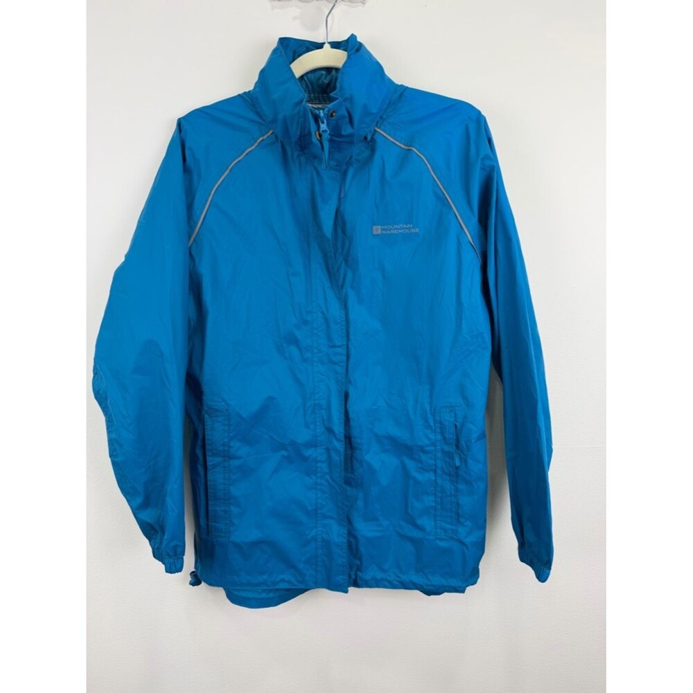 Mountain Warehouse Blue Lightweight Rain Jacket Hooded Packable Windbreaker US 6